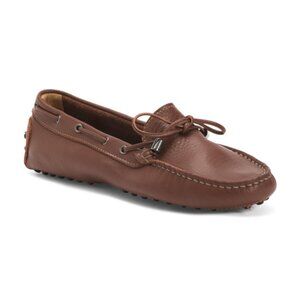 NEW ANTICA CUOIERIA Made In Italy Leather Car Shoes in cognac for women 825 6j3